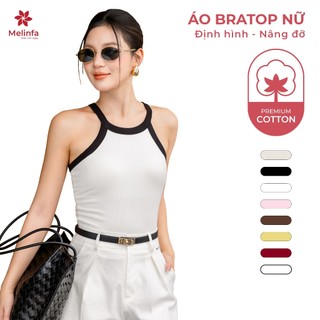[ PREMIUM COTTON ] Áo Bratop cổ yếm  MELINFA có đệm mút 3D nâng đỡ định hình, Áo tanktop nữ VAA0548