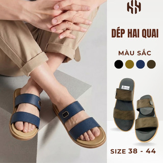 [SALE 7.7 GIẢM 30K] Dép nam hai quai ngang cầu đế cao su hai lớp chống trơn trượt, quai da mềm trẻ trung