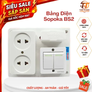 Bảng điện, bảng điện Sopoka BS2 2 công tắc 2 ổ cắm 1 cầu chì chống cháy chịu tải cao