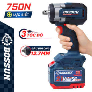 Máy Siết Bulong Pin BOSSUN BS-IW750N 750Nm Không Chổi Than, Đầu 1/2 Inch, 3 Cấp Tốc Độ, Pin 21V