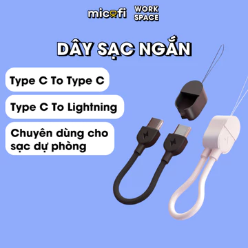 Dây Sạc Ngắn Micofi, Cáp Sạc Nhanh Type C To Type C, Dây Sạc Dự Phòng Type C To Lightning Ngắn, Cáp Sạc Ngắn Móc Khóa