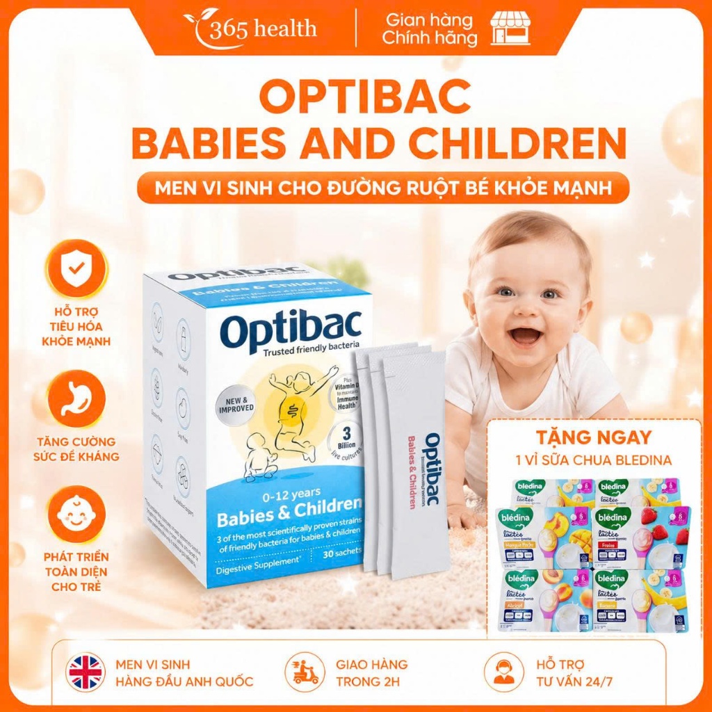 [Chính hãng] Men Vi Sinh Optibac Babies & Children 30 gói, Men Vi Sinh Optibac Cho Trẻ