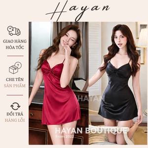 HT203 Váy ngủ sexy dây buộc nơ kèm ĐỆM LÓT tôn dáng,đầm ngủ lụa dáng suông quyến rũ HT203