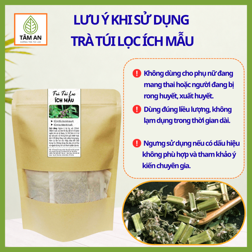 Trà Ích Mẫu Túi Lọc, Đậm Vị Thơm Ngon, Dễ Uống, Tâm An 30 Lọc