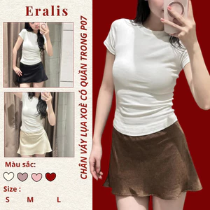ERALIS - Chân Váy Lụa Dáng Chữ A Xoè Nhẹ Có Quần Trong Cạp Trễ / Lưng Cao Đi Chơi Đi Biển Siu Xinh Top Women P07