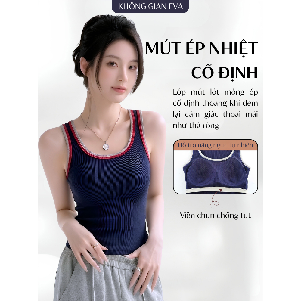 Áo Tanktop Nữ Chất Modal Siêu Mát Kháng Khuẩn Áo Ba Lỗ Nữ Có Sẵn Đệm Ngực Co Giãn Thoải Mái 8008