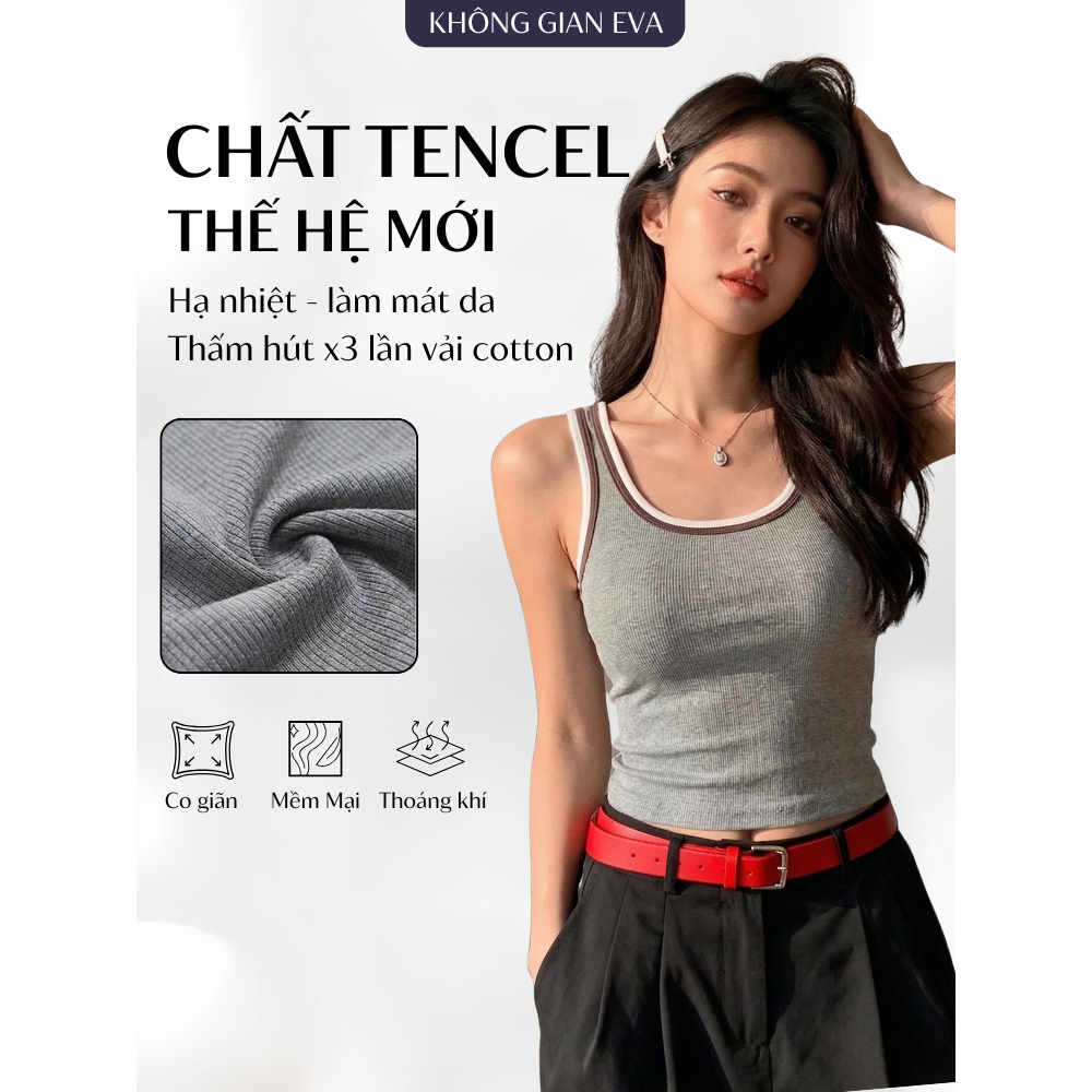 Áo Tanktop Nữ Chất Modal Siêu Mát Kháng Khuẩn Áo Ba Lỗ Nữ Có Sẵn Đệm Ngực Co Giãn Thoải Mái 8008