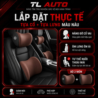 Bộ Gối Tựa Đầu Và Lưng Ô Tô Cao Su Non Chính Hãng TL Auto – Êm Ái, Giảm Mỏi Cổ Vai Gáy, Phù Hợp Mọi Dòng Xe