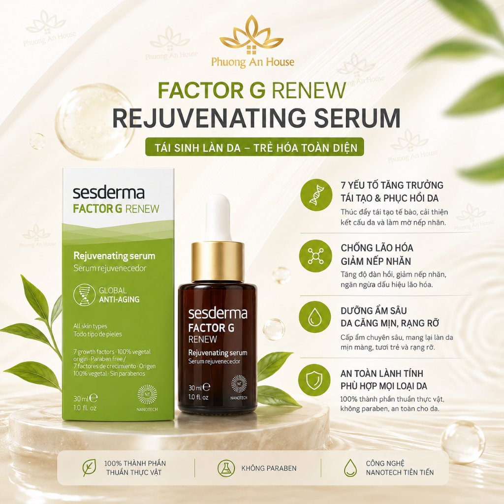 Bộ đôi trẻ hóa da Sesderma Factor G Renew Rejuvenating - Phương An House