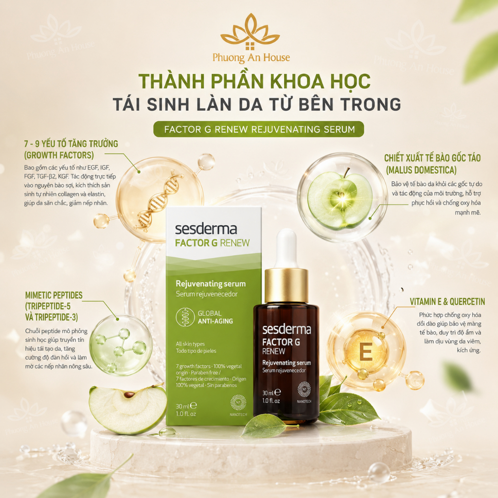 Bộ đôi trẻ hóa da Sesderma Factor G Renew Rejuvenating - Phương An House