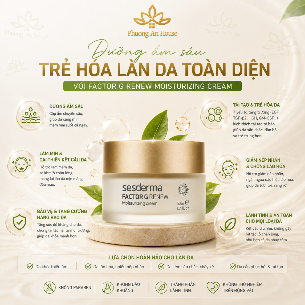 Bộ đôi trẻ hóa da Sesderma Factor G Renew Rejuvenating - Phương An House