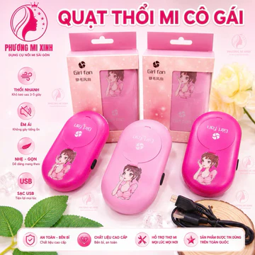 Quạt sấy mi có gương , quạt thổi mi , quạt sấy mi _ quạt đi chơi _quạt đi biển _Dụng cụ nối mi _ Phụ liệu nối mi Mi Tâm