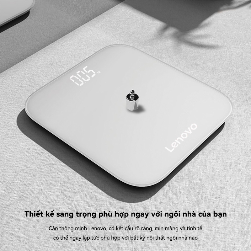 Cân điện tử Lenovo Smart Scale 180kg màn hình LCD rõ nét kính cường lực cao cấp thiết kế gọn nhẹ - Bảo hành 12 tháng