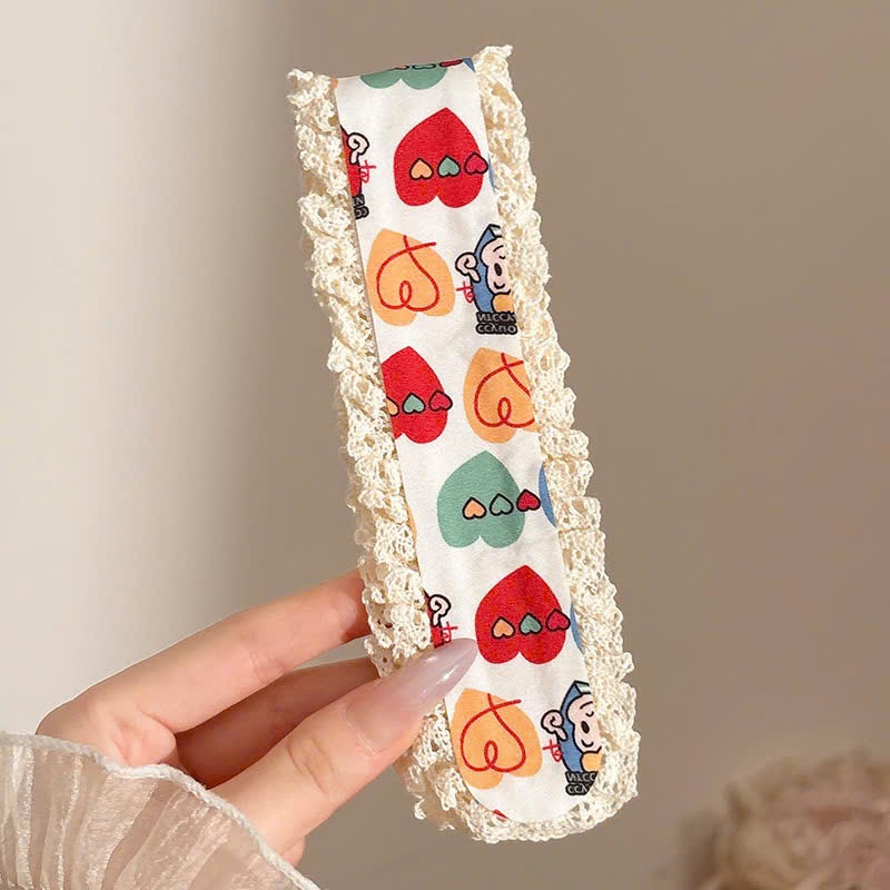 Băng Đô Dán Mái Ren Vintage Họa Tiết Hoa – Băng Đô Cố Định Tóc Con Makeup Rửa Mặt