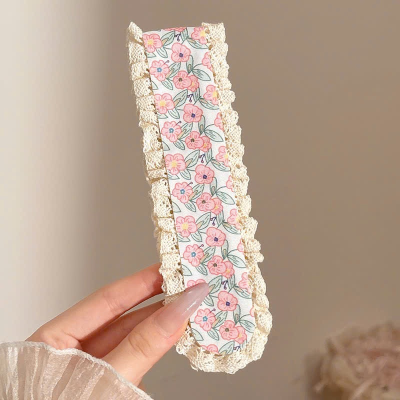 Băng Đô Dán Mái Ren Vintage Họa Tiết Hoa – Băng Đô Cố Định Tóc Con Makeup Rửa Mặt