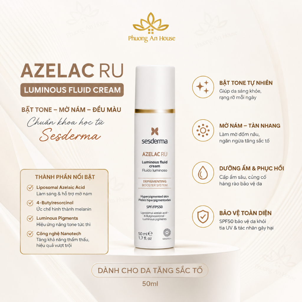 Bộ sản phẩm dưỡng trắng da Sesderma Azelac Ru - Phương An House