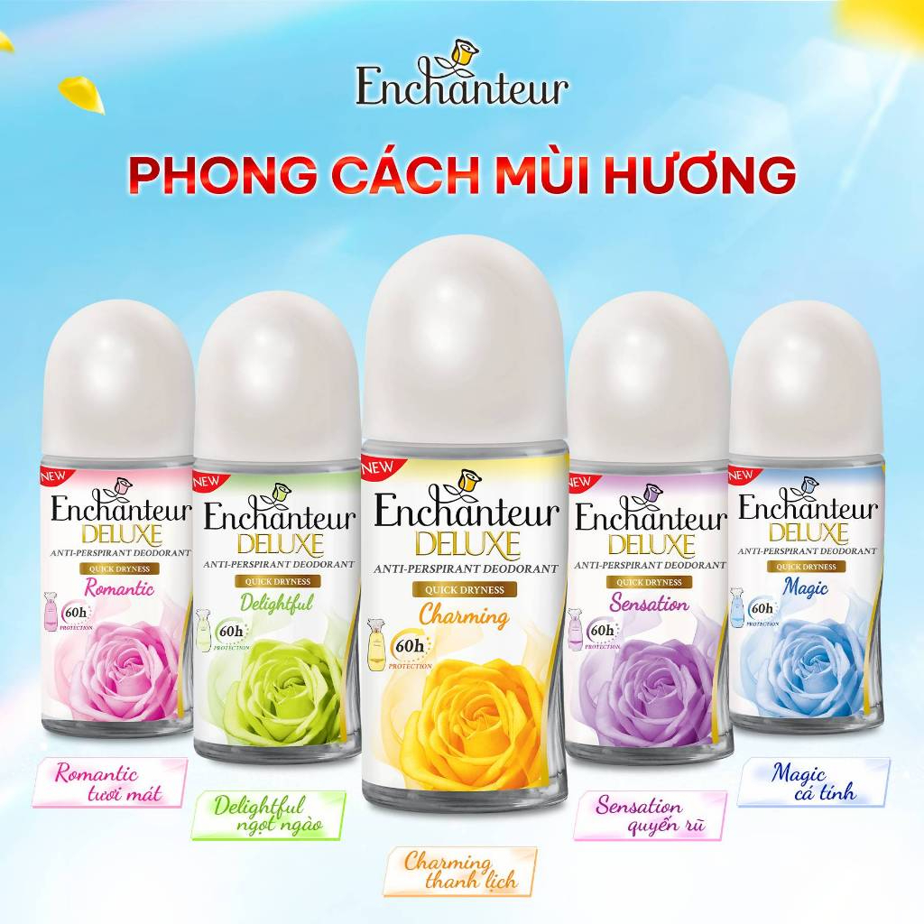 Lăn khử mùi hương nước hoa Pháp / dưỡng trắng da Enchanteur 65ml