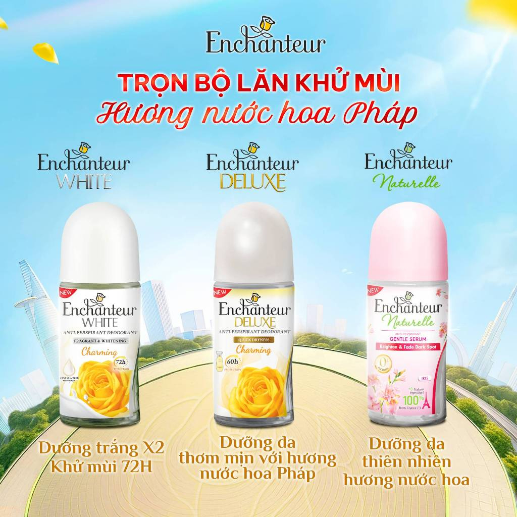 Lăn khử mùi hương nước hoa Pháp / dưỡng trắng da Enchanteur 65ml