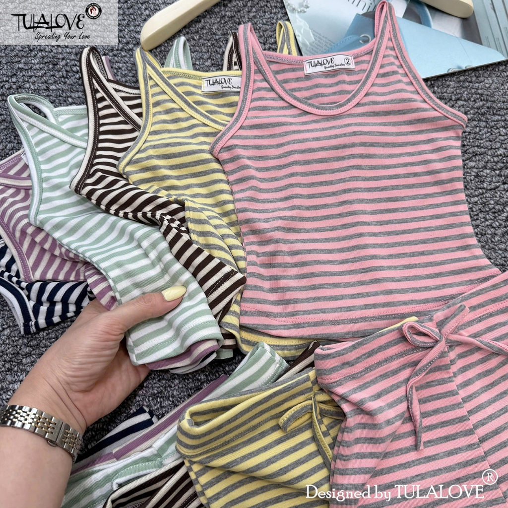 Đồ Bé Gái Áo 2 Dây Và Quần Đùi Nơ Dễ Thương Vải Zip Kẻ Thời Trang Trẻ Em Mặc Đi Chơi Đi Biển