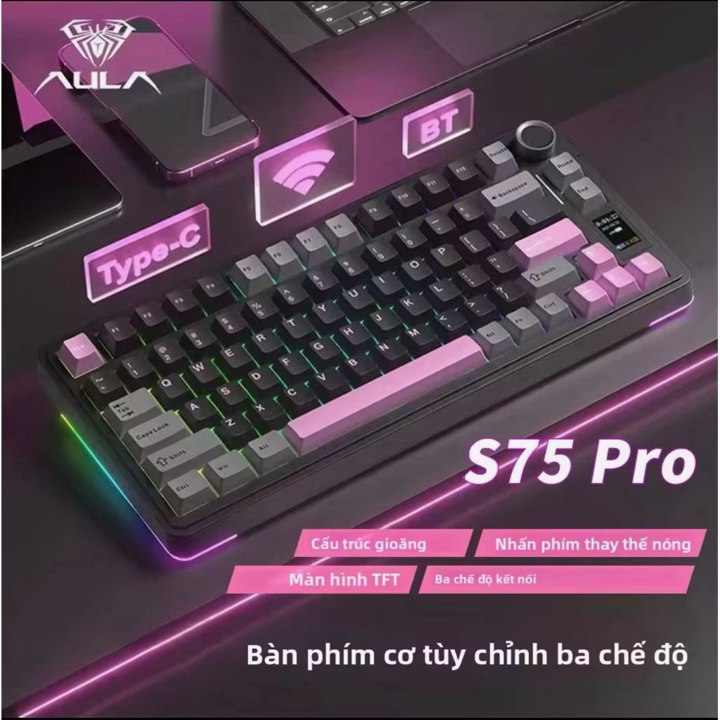 [Hoả tốc] AULA F75 Bàn Phím Cơ Quốc Dân | Gasket Mount  | Hotswap | Wireless 3 Mode | BigBuy360 - bigbuy360.vn