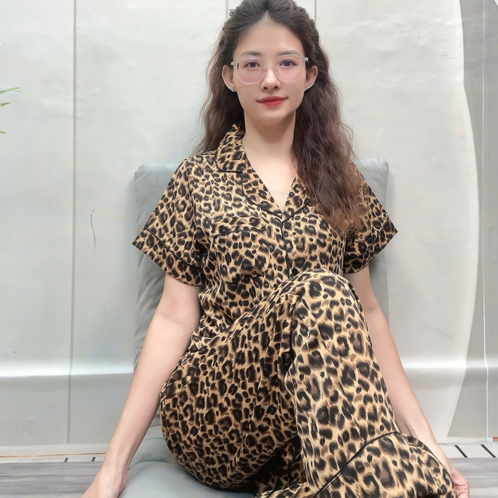 Đồ Bộ Pyjama Viền Lé Tay Ngắn Quần Dài Lụa Mango Size từ 48 đến 78kg