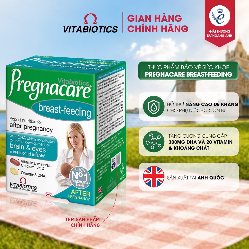 Thực Phẩm Bảo Vệ Sức Khỏe PREGNACARE Breast-feeding Bổ Sung Vitamin Cho Phụ Nữ Cho Con Bú 84 Viên Vitabiotics