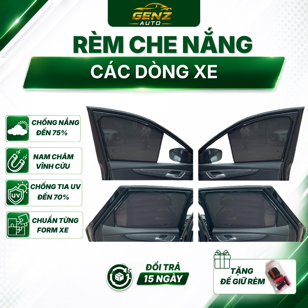Rèm Che Nắng Nam Châm Xe ô tô, Bộ 4 Miếng - Có Đủ Các Dòng Xe, che nắng hiệu quả, nam châm hít mạnh [ TẶNG ĐẾ GIỮ RÈM ]