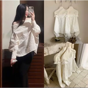 Áo Ren Trễ Vai Nữ Tay Bồng Cánh Dơi Phom Rộng, Áo Kiểu Nữ Trễ Vai 2 Lớp Đi Chơi Cafe Sống Ảo Sang Chảnh - CHAMIE STUDIO