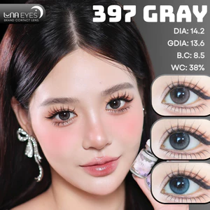 Lens mắt FC-397 Gray màu xám đen filter, viền đen, size vừa - thương hiệu LUNA EYES