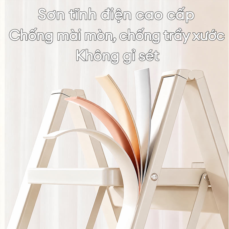 Thang Chữ A Gấp Gọn Thép Chịu Lực Chân Đế CHống Trơn Trượt Chống ẩm chống rỉ 2 - 3 - 4 - 5 Bậc