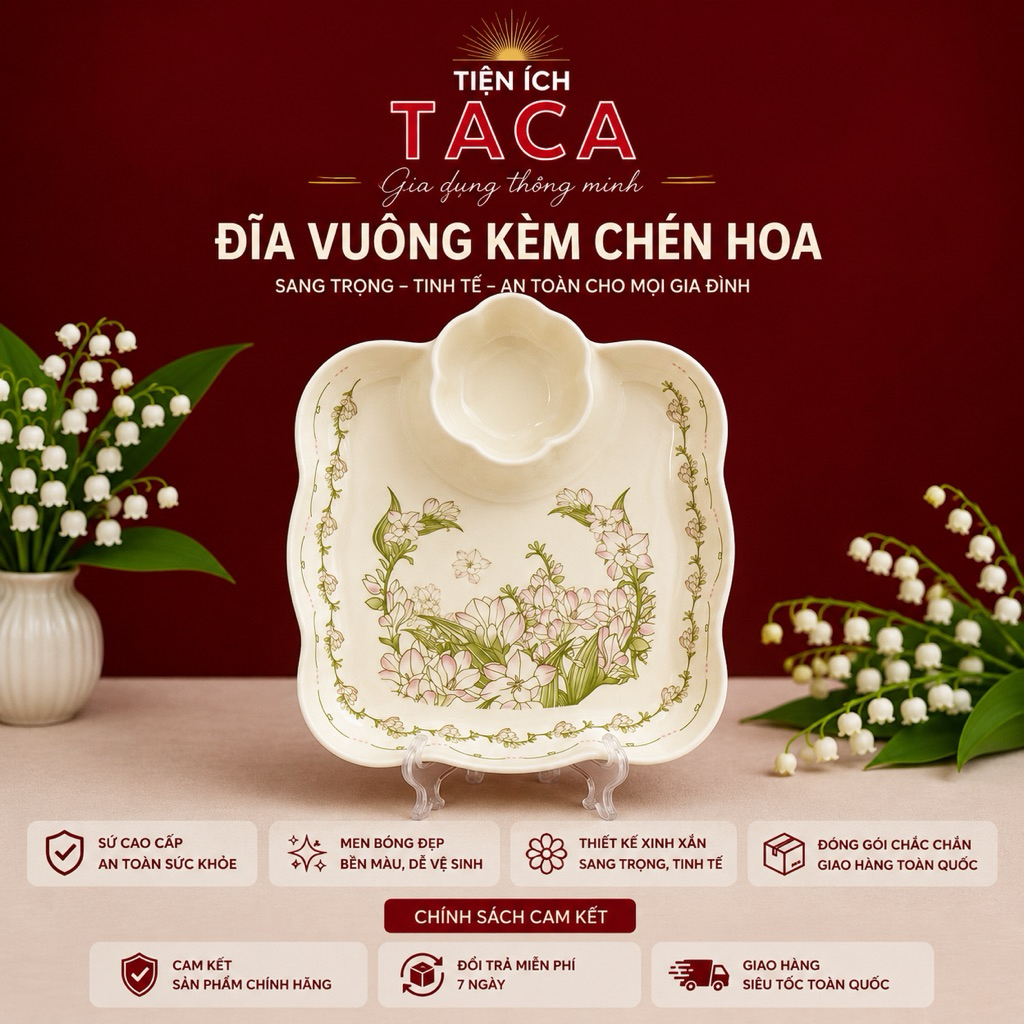 (Sứ Cao Cấp) Bộ Bát Đĩa Họa Tiết Hoa Linh Lan Mới Sứ Bát Đĩa Ăn Cơm Đẹp