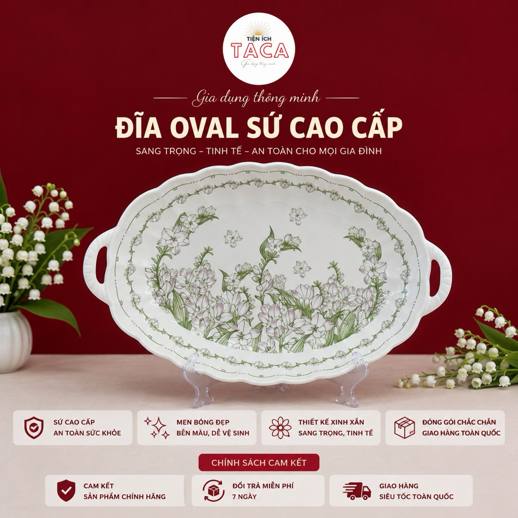(Sứ Cao Cấp) Bộ Bát Đĩa Họa Tiết Hoa Linh Lan Mới Sứ Bát Đĩa Ăn Cơm Đẹp