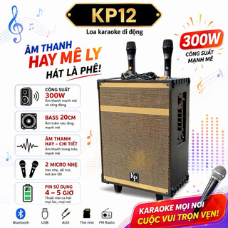Loa Karaoke Xách Tay KP12 Công Suất 300W, Loa Bass 20Cm, Công Nghệ Mới Cho Ra Âm Thanh Cực Hay, Mạnh Mẽ, 2 Míc Hát Nhẹ,