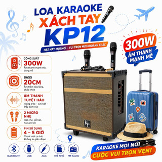 Loa Karaoke Xách Tay KP12 Công Suất 300W, Loa Bass 20Cm, Công Nghệ Mới Cho Ra Âm Thanh Cực Hay, Mạnh Mẽ, 2 Míc Hát Nhẹ,