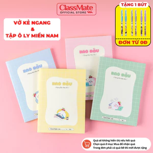 Combo 2/5 Tập Vở Classmate Bao Đậu 80gsm Giấy Vàng Chống Loá, Tập Học Sinh Miền Nam 4 Ô Ly A5, Vở Kẻ Ngang B5 Ghi Chép