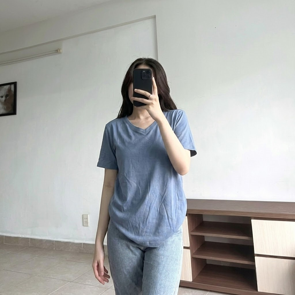 [COMBO 2 Áo 69K]Áo Thun Nữ Cổ Tim COSSENN – Cotton Mềm Mát, Co Giãn Nhẹ, Form Basic Dễ Phối | Áo Thun Nữ Giá Rẻ