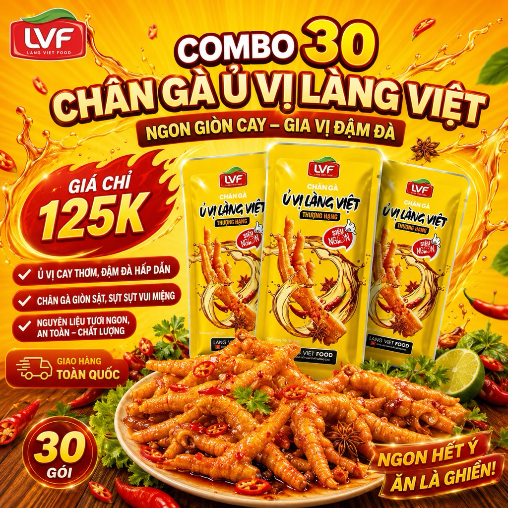 Combo 30 Chân Gà Ủ Vị Thượng Hạng 35g vàng