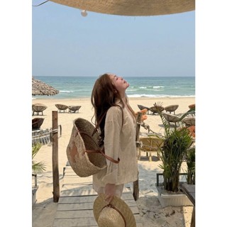Set Đi Biển 3 Món Linen Cao Cấp | Áo Khoác Mỏng, Áo Bra, Quần Short Đũi Mặc Du Lịch, Resort, Biển