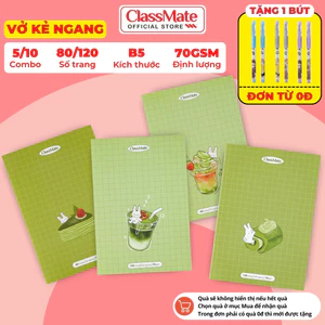 Combo 3/5/10 Vở Kẻ Ngang Matcha ClassMate Bìa Dày Chống Nước, Giấy Ăn Mực, 70gsm, Tập Vở Viết B5 80/120 Trang