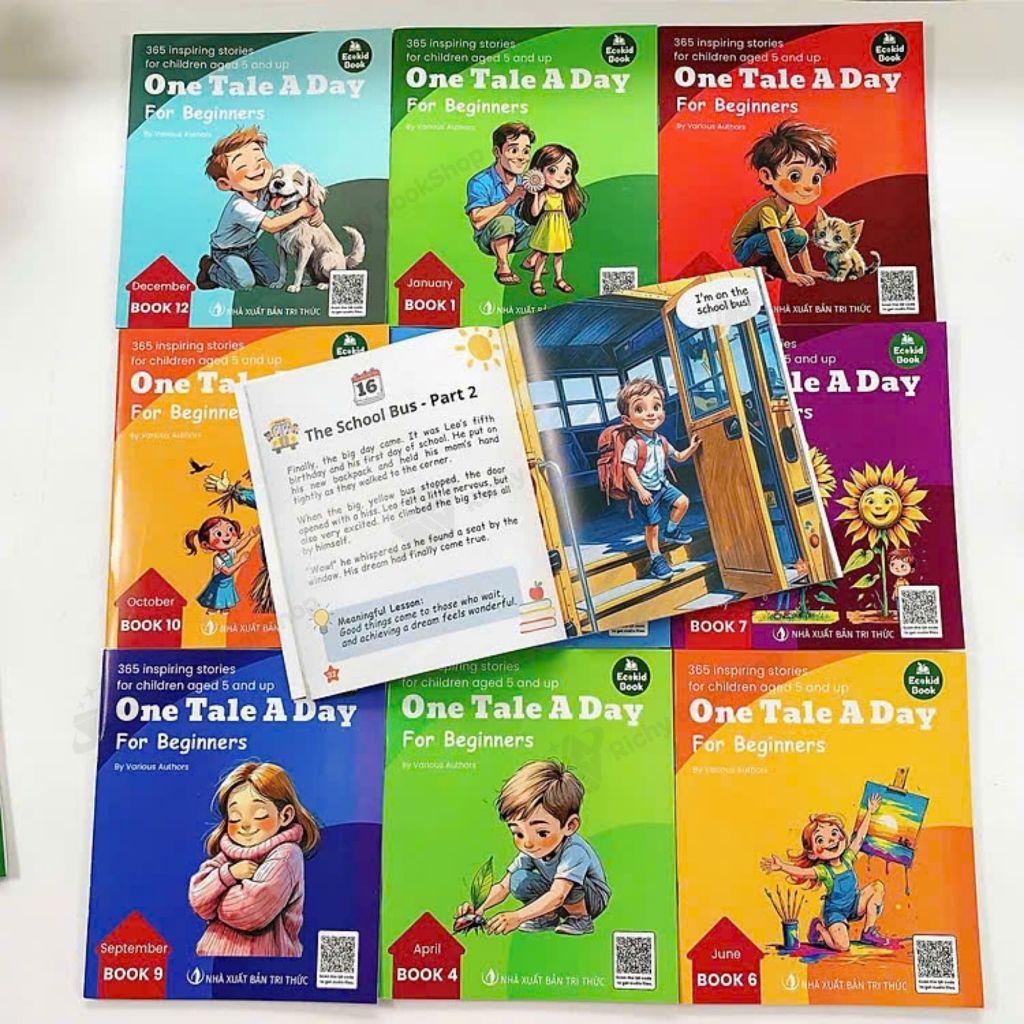 Sách - Bộ 12 cuốn One Tale a Day for Beginners - 365 câu chuyện truyền cảm hứng bản Tiếng Anh kèm file nghe