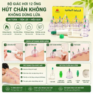 BỘ GIÁC HƠI 12 ỐNG HÚT CHÂN KHÔNG KHÔNG DÙNG LỬA