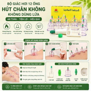 BỘ GIÁC HƠI 12 ỐNG HÚT CHÂN KHÔNG KHÔNG DÙNG LỬA
