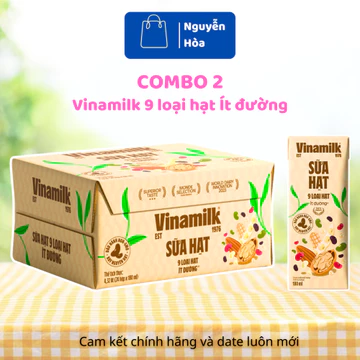 Combo 2 Thùng Sữa Hạt Vinamilk 9 Loại Hạt Ít Đường 180ml - 24 hộp/thùng - Sữa Hạt Dinh Dưỡng Chính Hãng Giá Tốt