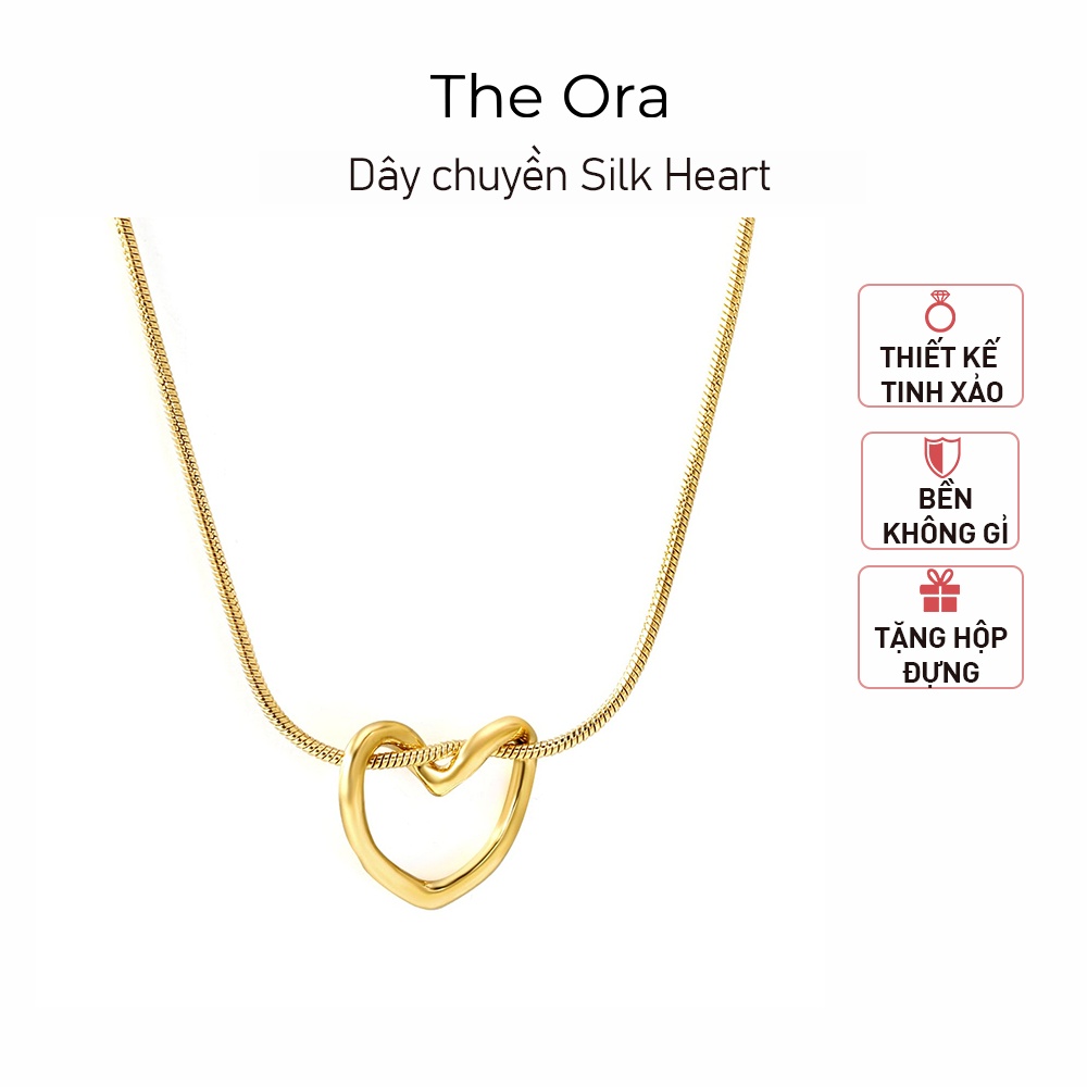 Dây chuyền mạ vàng 18K Silk Heart Ora - Thiết kế tối giản, tinh xảo  - AS005