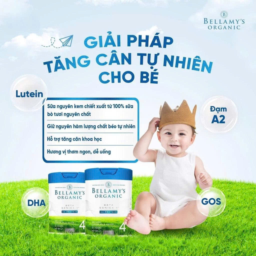 Sữa Bellamy A2 Hữu Cơ Đủ Số - Sữa Mát - Cho Bé 0–3 Tuổi – Hỗ Trợ Hệ Tiêu Hóa, Phát Triển Toàn Diện