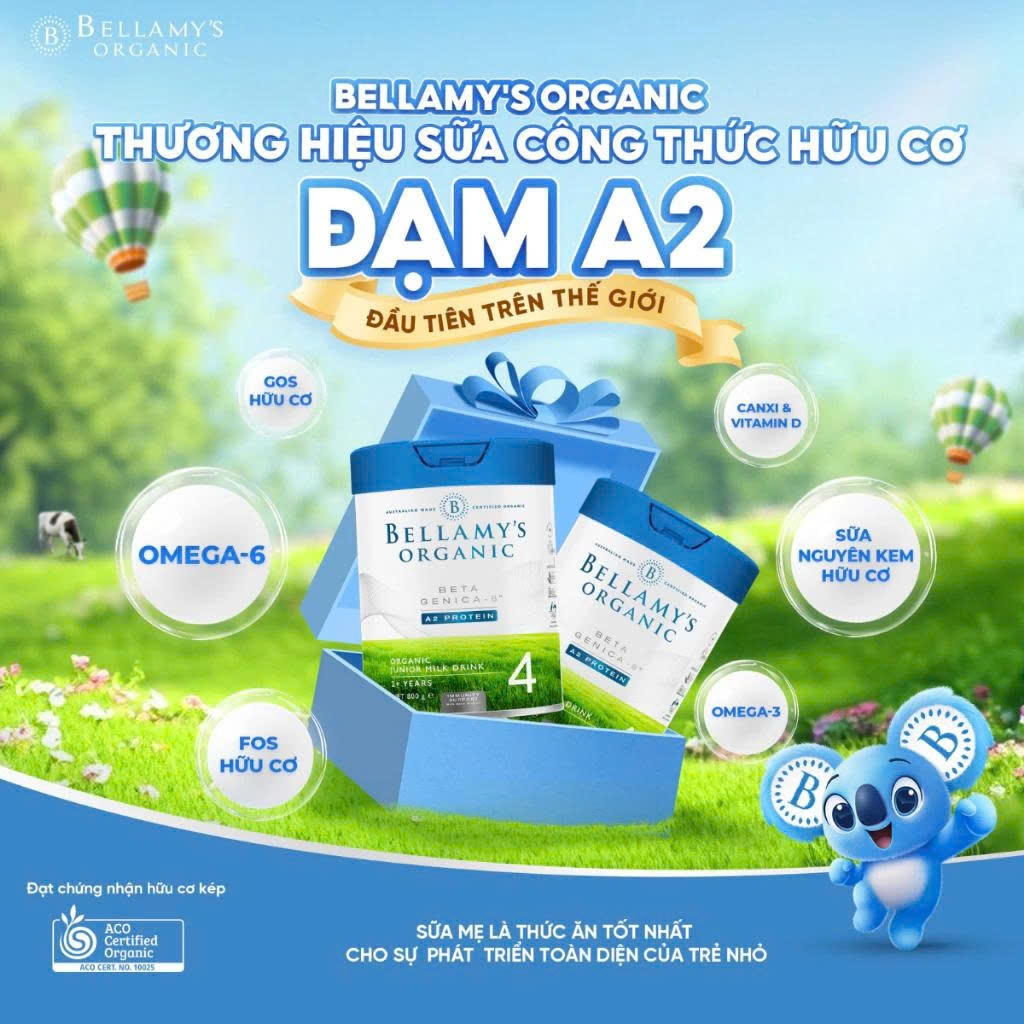 Sữa Bellamy A2 Hữu Cơ Đủ Số - Sữa Mát - Cho Bé 0–3 Tuổi – Hỗ Trợ Hệ Tiêu Hóa, Phát Triển Toàn Diện
