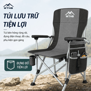 Ghế câu cá gấp gọn có tựa lưng du lịch cắm trại dã ngoại nhẹ chịu lực bền khung thép túi đựng tiện lợi cao cấp