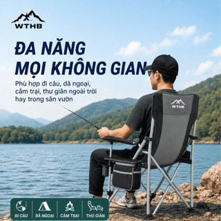 Ghế câu cá gấp gọn có tựa lưng du lịch cắm trại dã ngoại nhẹ chịu lực bền khung thép túi đựng tiện lợi cao cấp