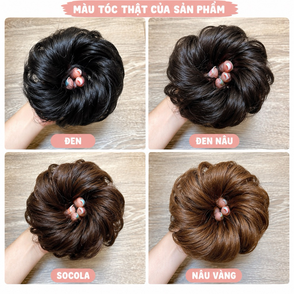 Búi Tóc Giả Xoăn Cao Cấp – Búi Tóc Cột Phồng Dày, Tạo Kiểu Nhanh Dễ Dùng Cho Nữ