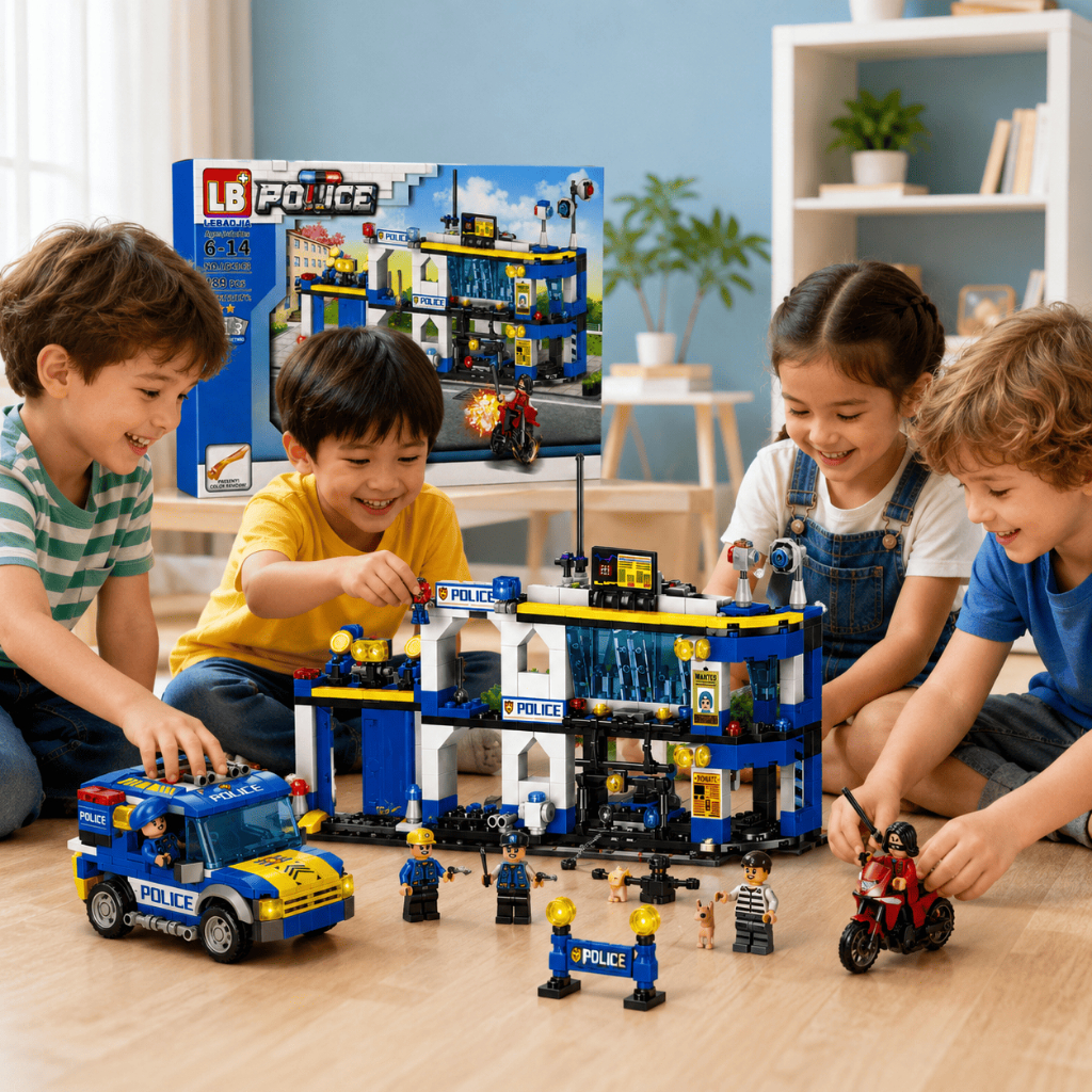 Bộ Lắp Ráp Đồn Cảnh Sát 489 Chi Tiết, Đồ Chơi Xếp Hình Police Cho Bé 6+, Đồ Chơi STEM